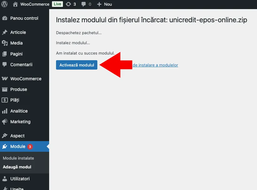 Activati modulul